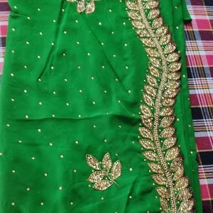 Georgette heavy work saree on border